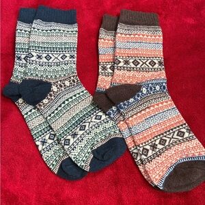 Patterned Men's Socks Set - Blue and Brown